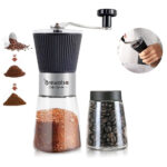 Brewalsa Manual Coffee Grinder with extra jar Adustable Ceramic Burr for Espresso to Pour Over