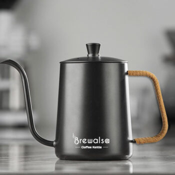 Brewalsa Pour Over Coffee Kettle Gooseneck with Rope Grip to Prevent heat & Thermometer Hole 600ml