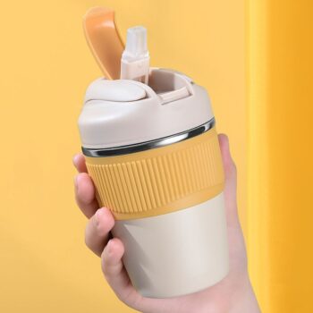 Travel Mug 350ml Yellow Keeps Drinks Hot or Cold for 3 Hours - Perfect for Coffee, Cappuccino