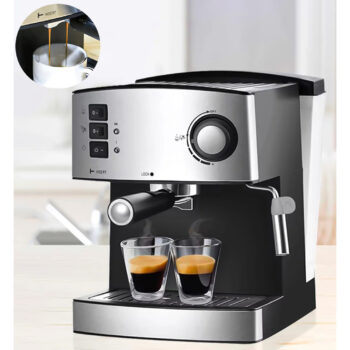 Espresso Coffee Machine - 15-20 Bar Pressure, 1.6L Removable Water Tank - Includes Portafilter, Spoon & Tamping Base