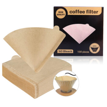 V60 Coffee Filter Paper Cone V Shape Filters (100 pcs) for V60 Drippers (Brown)