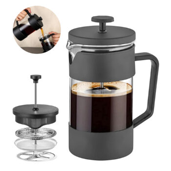 French Press coffee maker 600ml Borosilicate Glass-Stainless Steel filters BPA free
