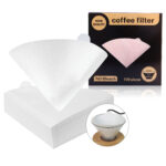 Brewalsa V60 Coffee Filter Papers 100 pcs White Cone Filters for Pour Over Brewing