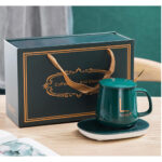 Coffee Warmer Gift Set Color Green Ceramic Keeping Your Coffee Warm for Coffee Lovers Office and Home use