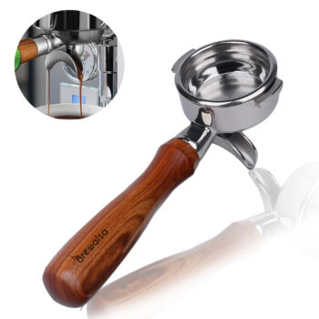 58mm Dual Spout Portafilter for E61 Group Head, Flair 58, ECM, Rocket, wooden Grip, 2cups Basket included