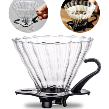 Brewalsa V60 Glass Coffee Dripper Size 02, 2?4 Cups Pour Over with Classic Spiral Ribs