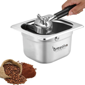 Stainless Steel Coffee Knock Box Small High Capacity with Rubber Bar for Espresso Grounds