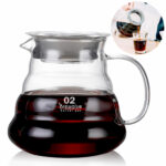 Brewalsa Glass Coffee Server 02 Size, 600ml Drip Coffee Carafe with Lid, Clear Glass